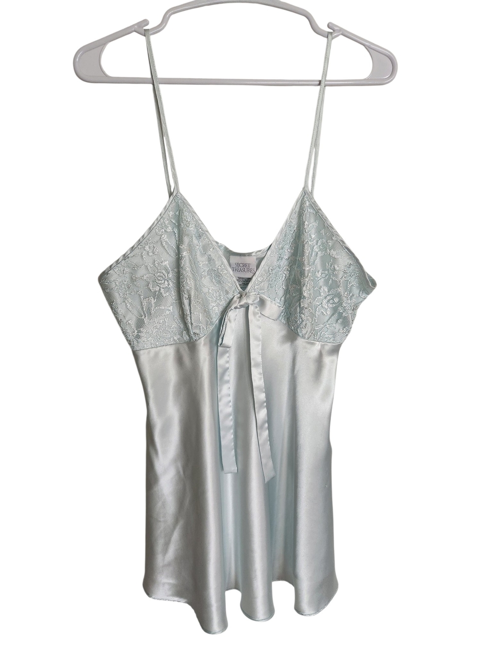 2K Secret Treasures Frost Aqua Satin Lace Babydoll Lingerie Medium